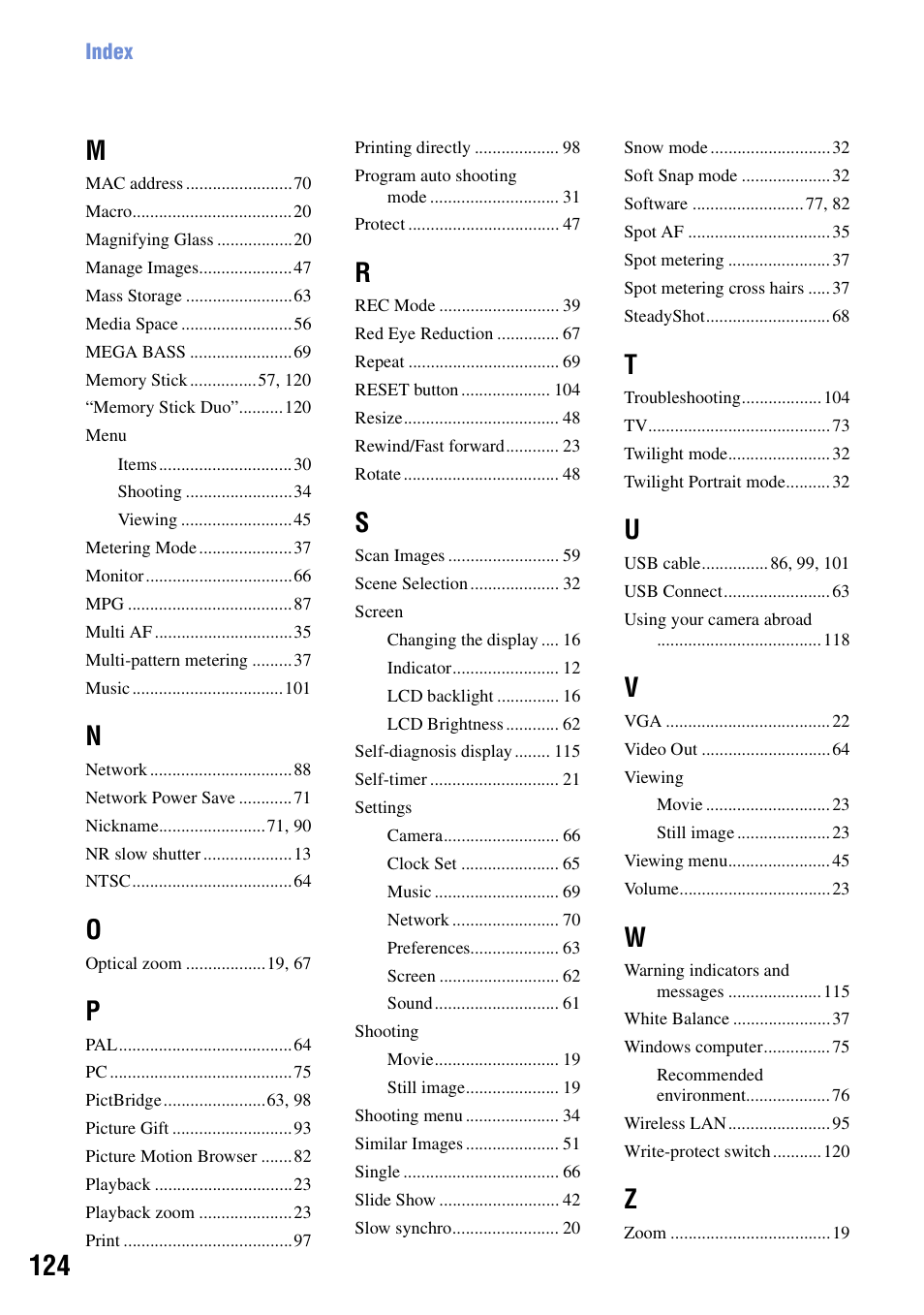 Sony Cyber-shot DSC-G1 User Manual | Page 124 / 125