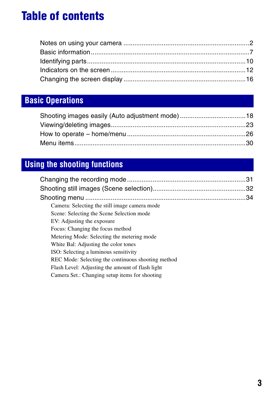 Sony Cyber-shot DSC-G1 User Manual | Page 3 / 125