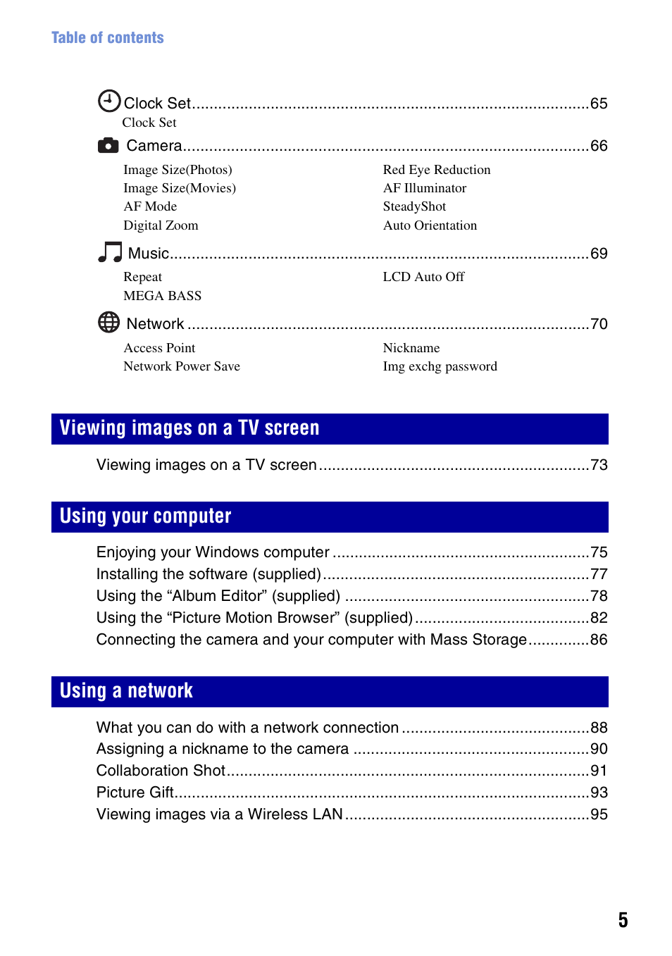 Sony Cyber-shot DSC-G1 User Manual | Page 5 / 125