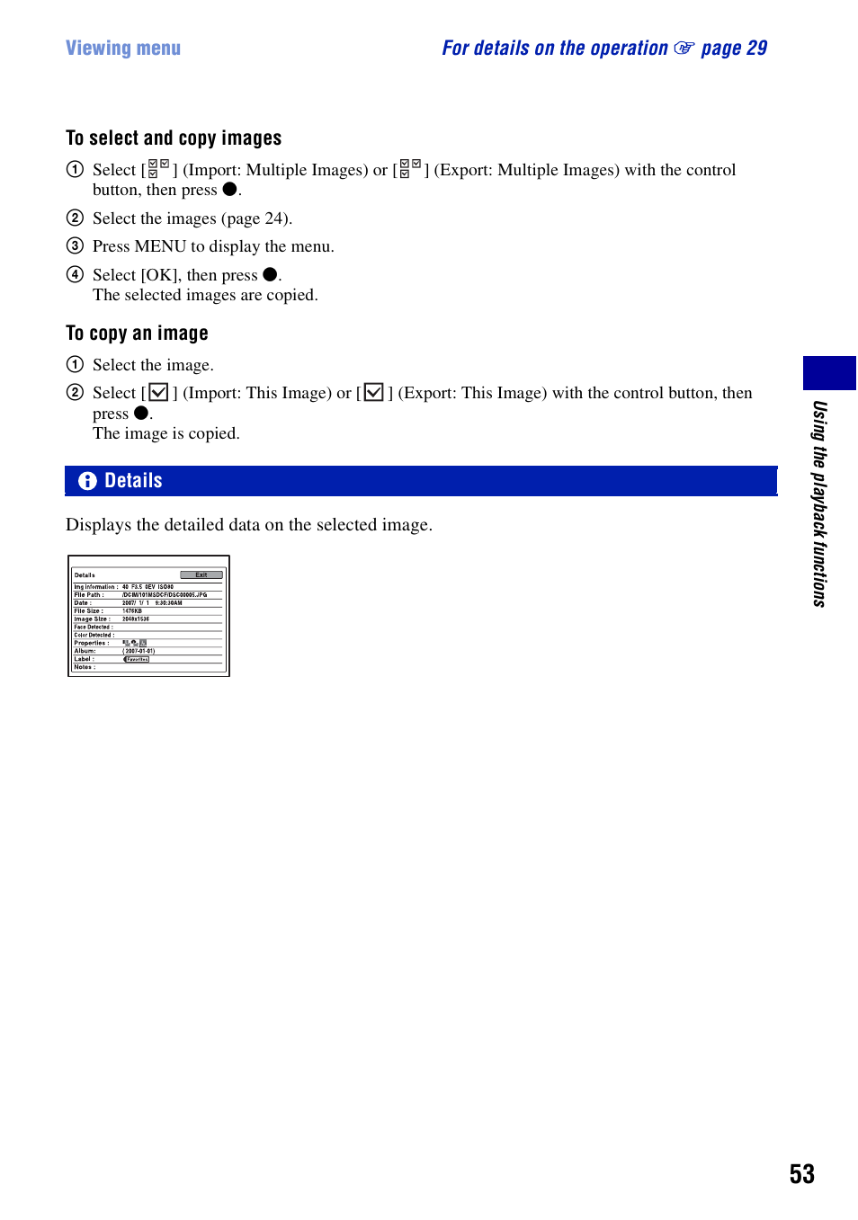 Details | Sony Cyber-shot DSC-G1 User Manual | Page 53 / 125