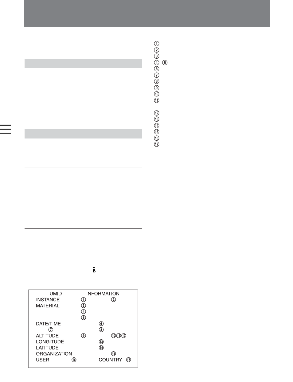 2 umid output and display, 2-1 umid output settings, 2-2 umid display | Sony J30SDI User Manual | Page 34 / 57