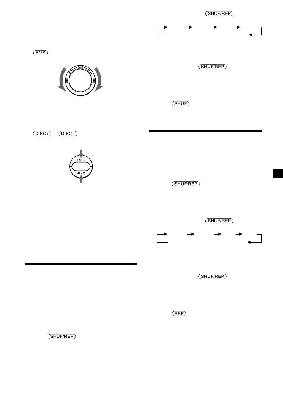 Reproducción de temas en orden aleatorio, Reproducción repetida de temas | Sony CDX-535RF User Manual | Page 21 / 44