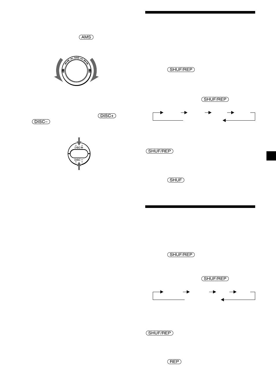 Playing tracks in random order, Playing tracks repeatedly | Sony CDX-535RF User Manual | Page 7 / 44