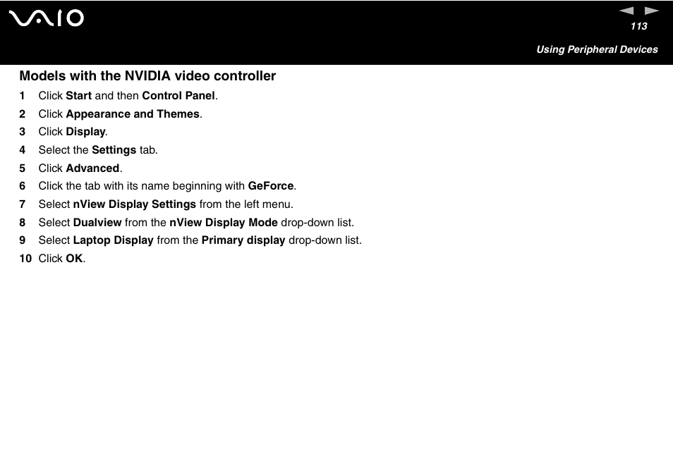 Models with the nvidia video controller | Sony VAIO VGN-A700 User Manual | Page 113 / 216