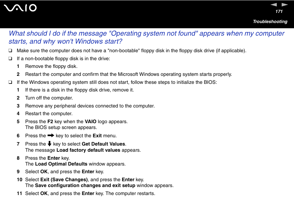 Sony VAIO VGN-A700 User Manual | Page 171 / 216