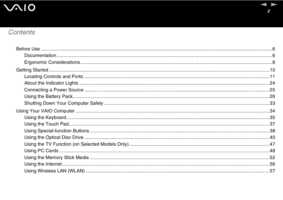 Sony VAIO VGN-A700 User Manual | Page 2 / 216