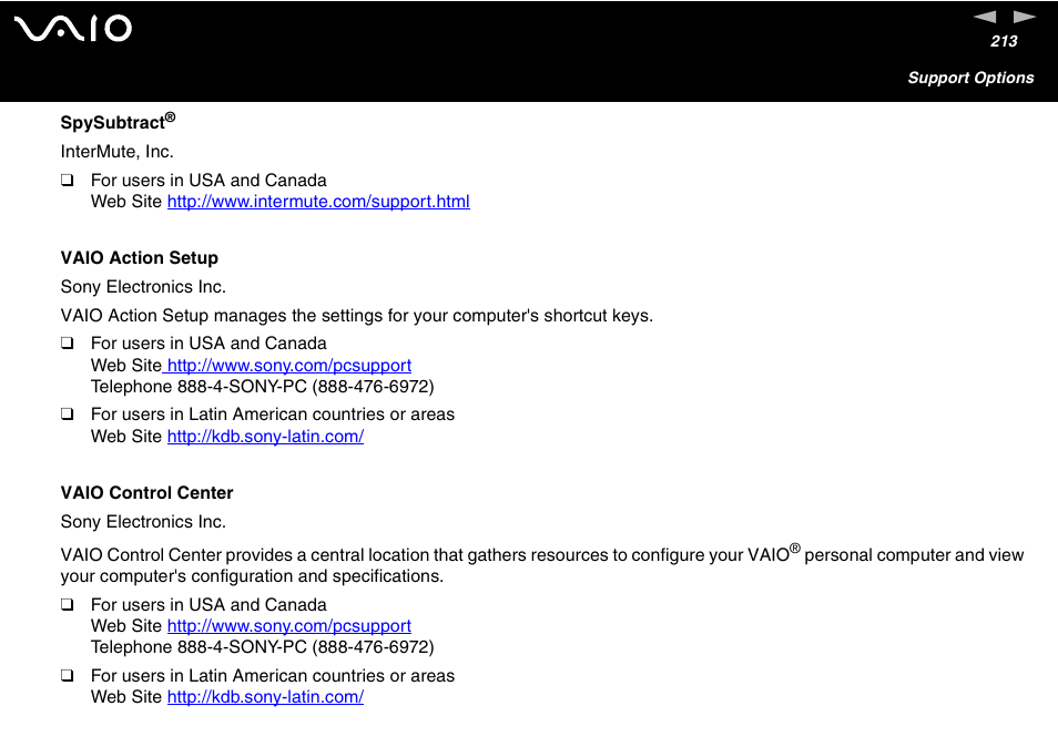 Sony VAIO VGN-A700 User Manual | Page 213 / 216