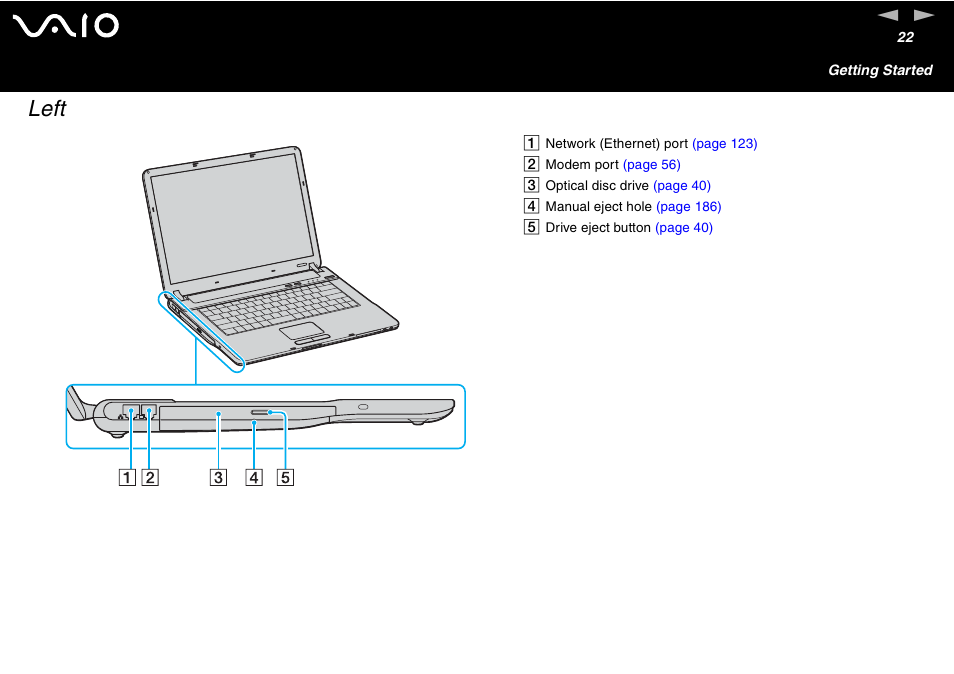 Left | Sony VAIO VGN-A700 User Manual | Page 22 / 216