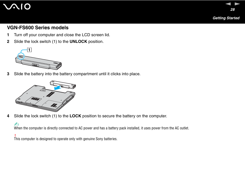 Vgn-fs600 series models | Sony VAIO VGN-A700 User Manual | Page 28 / 216