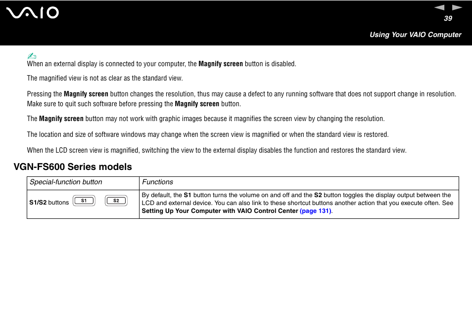 Vgn-fs600 series models | Sony VAIO VGN-A700 User Manual | Page 39 / 216