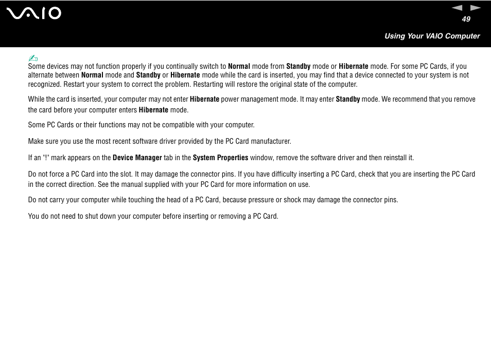 Sony VAIO VGN-A700 User Manual | Page 49 / 216