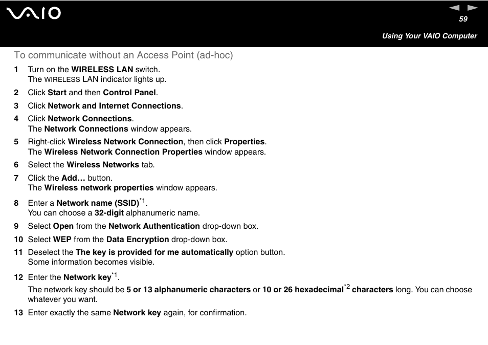 Sony VAIO VGN-A700 User Manual | Page 59 / 216