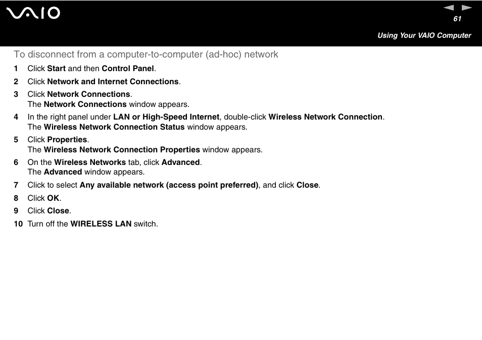 Sony VAIO VGN-A700 User Manual | Page 61 / 216