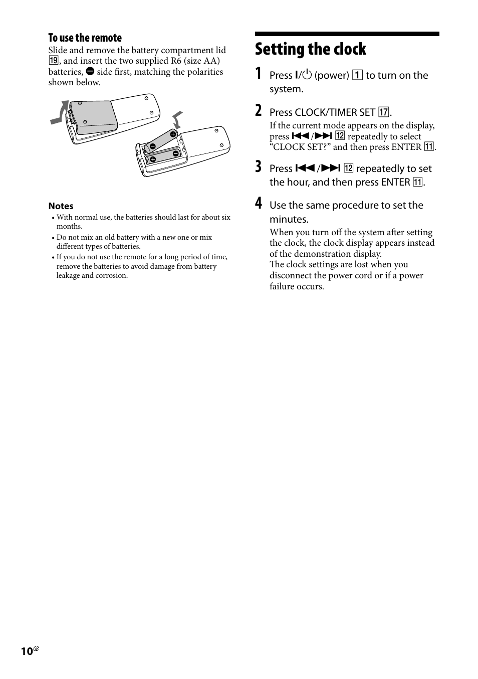 Setting the clock, Setting the clock 1 | Sony CMT-U1BT User Manual | Page 10 / 36