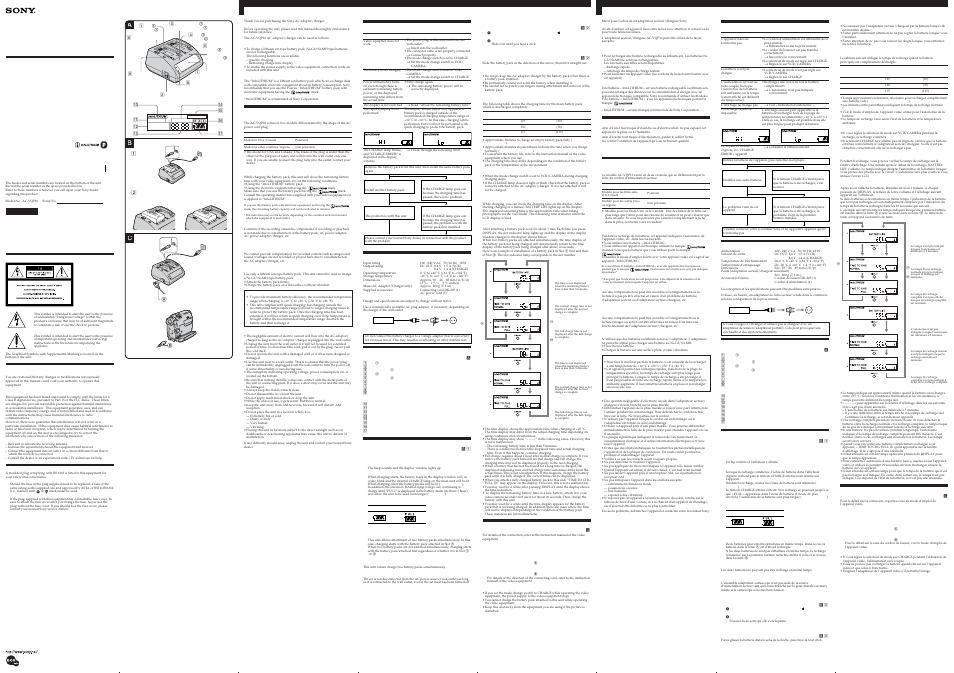 Sony AC VQP10 User Manual | 2 pages