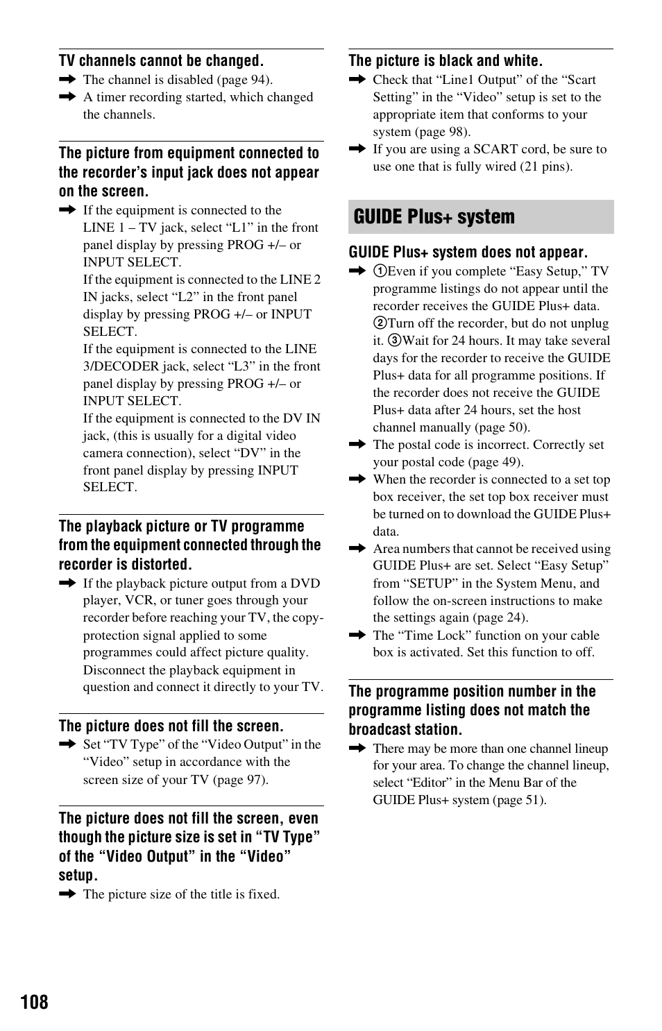 Guide plus+ system | Sony RDR-HX525 User Manual | Page 108 / 124