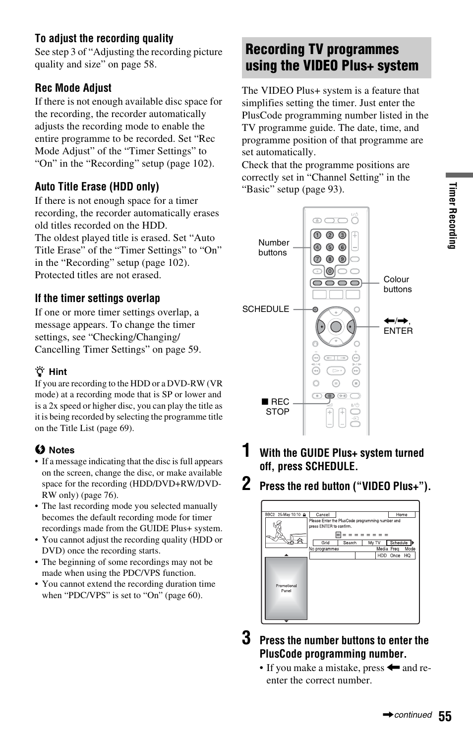 Sony RDR-HX525 User Manual | Page 55 / 124