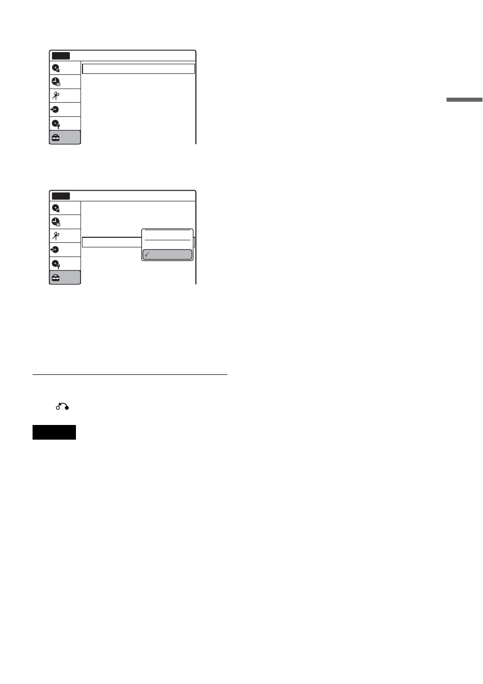 Select “options,” and press enter, Select “command mode,” and press enter, Press o return | Ho okups and settings | Sony RDR-VX511 User Manual | Page 25 / 124