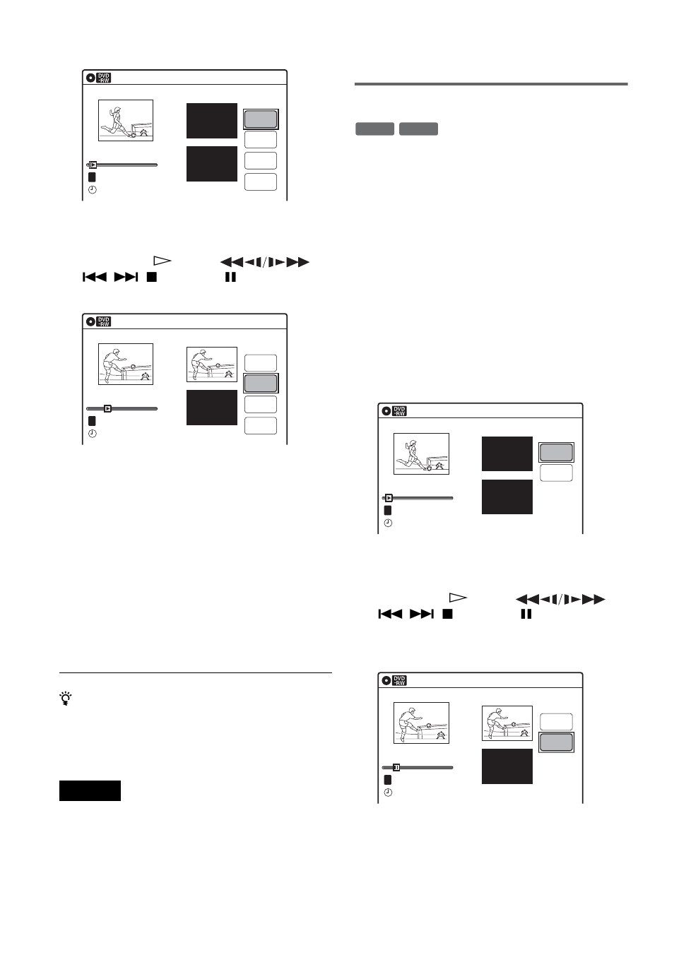 Dividing a title into two (divide title), Press enter, Select “ok,” and press enter | Press title list, Select a title, and press enter, Select “divide title,” and press enter, Start” is selected, The display asks for confirmation, The sub-menu appears | Sony RDR-VX511 User Manual | Page 58 / 124