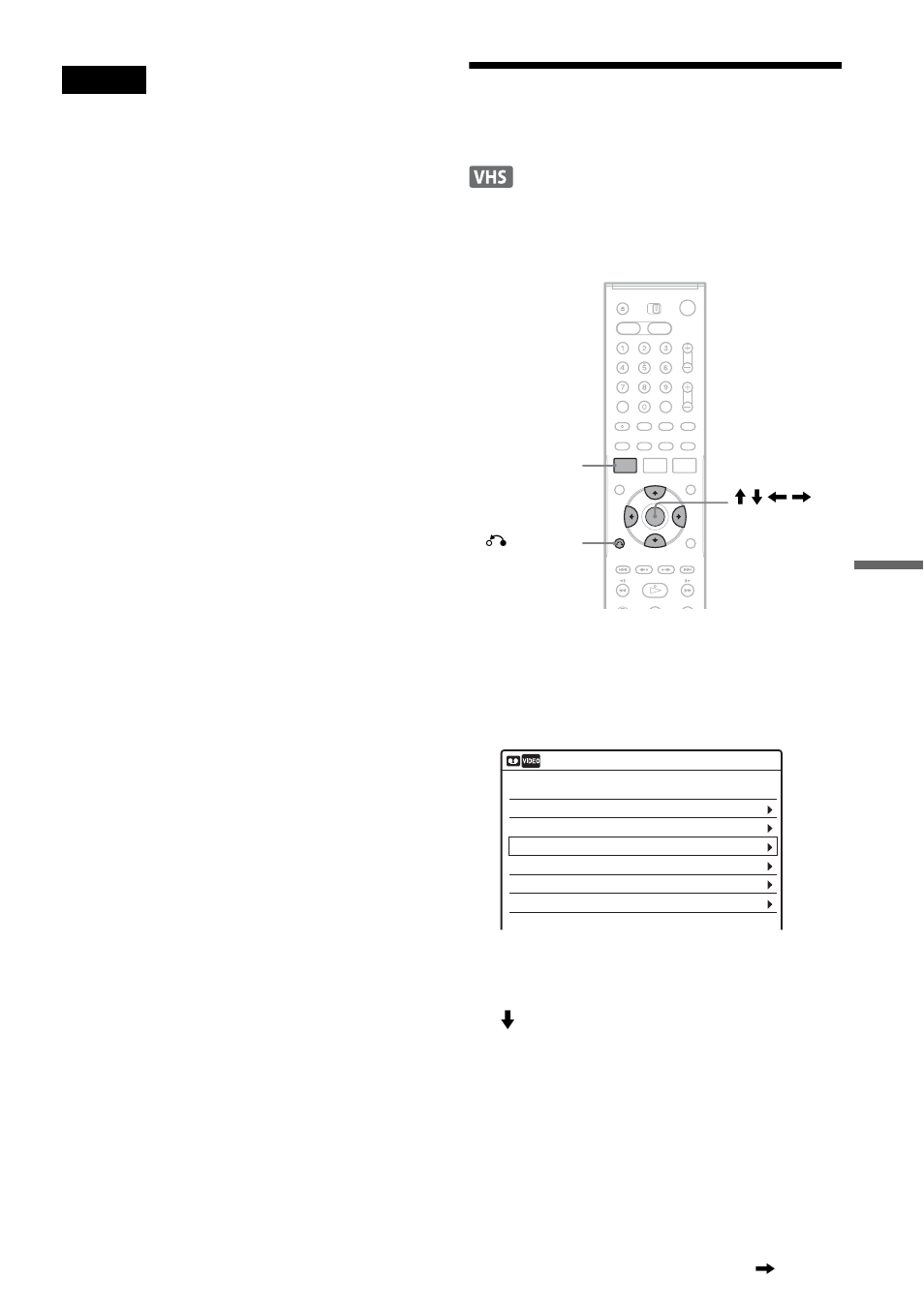 Press system menu, Select “timer,” and press enter, Select “timer list,” and press enter | The system menu appears, Vcr r e cording | Sony RDR-VX511 User Manual | Page 79 / 124