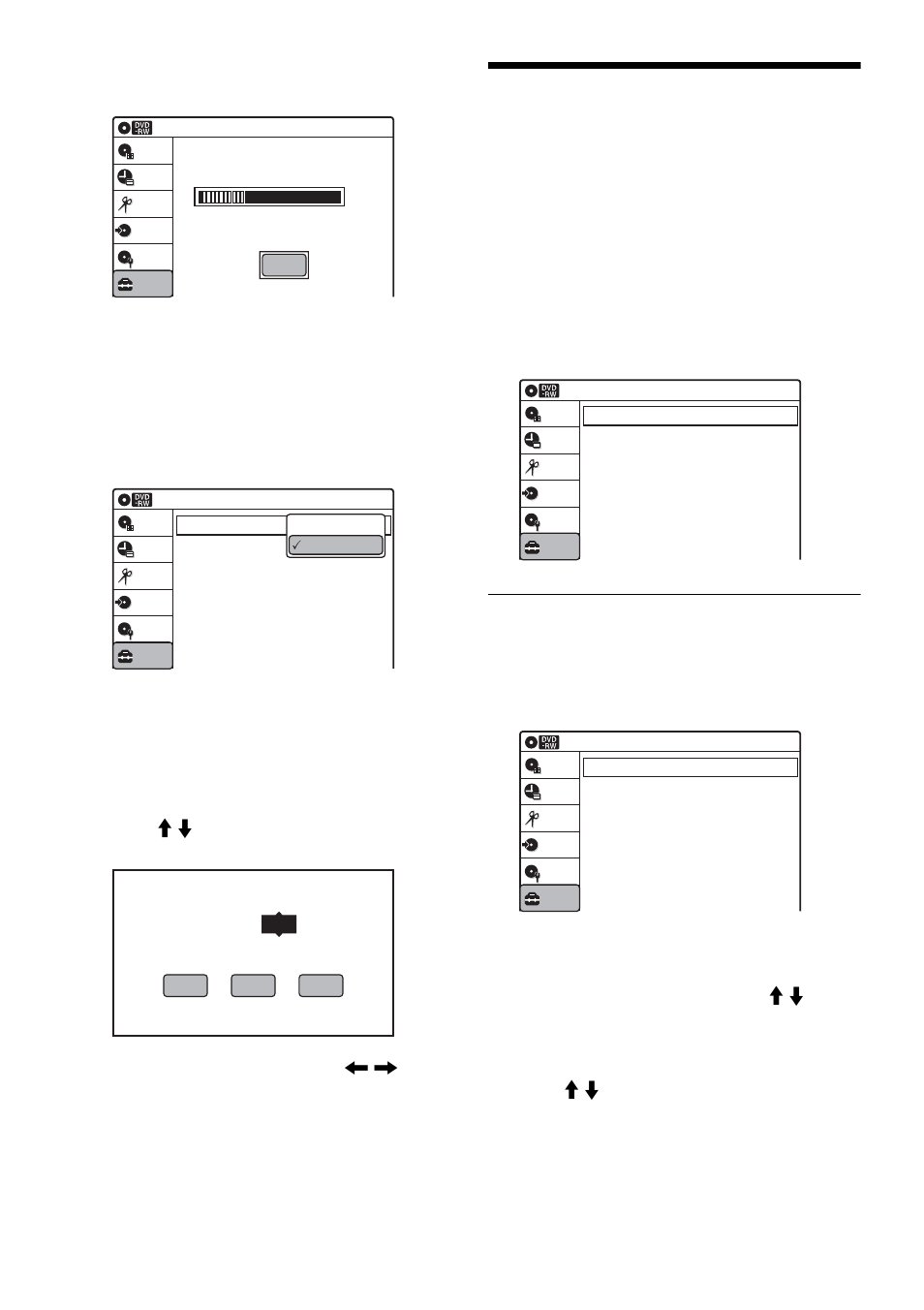 Clock setting (clock set), Manual set, Select “setup,” and press enter | Select “clock set,” and press enter, Auto (auto clock set), Select an option, and press enter, Select “manual set,” and press enter, Select “auto,” and press enter | Sony RDR-VX511 User Manual | Page 94 / 124