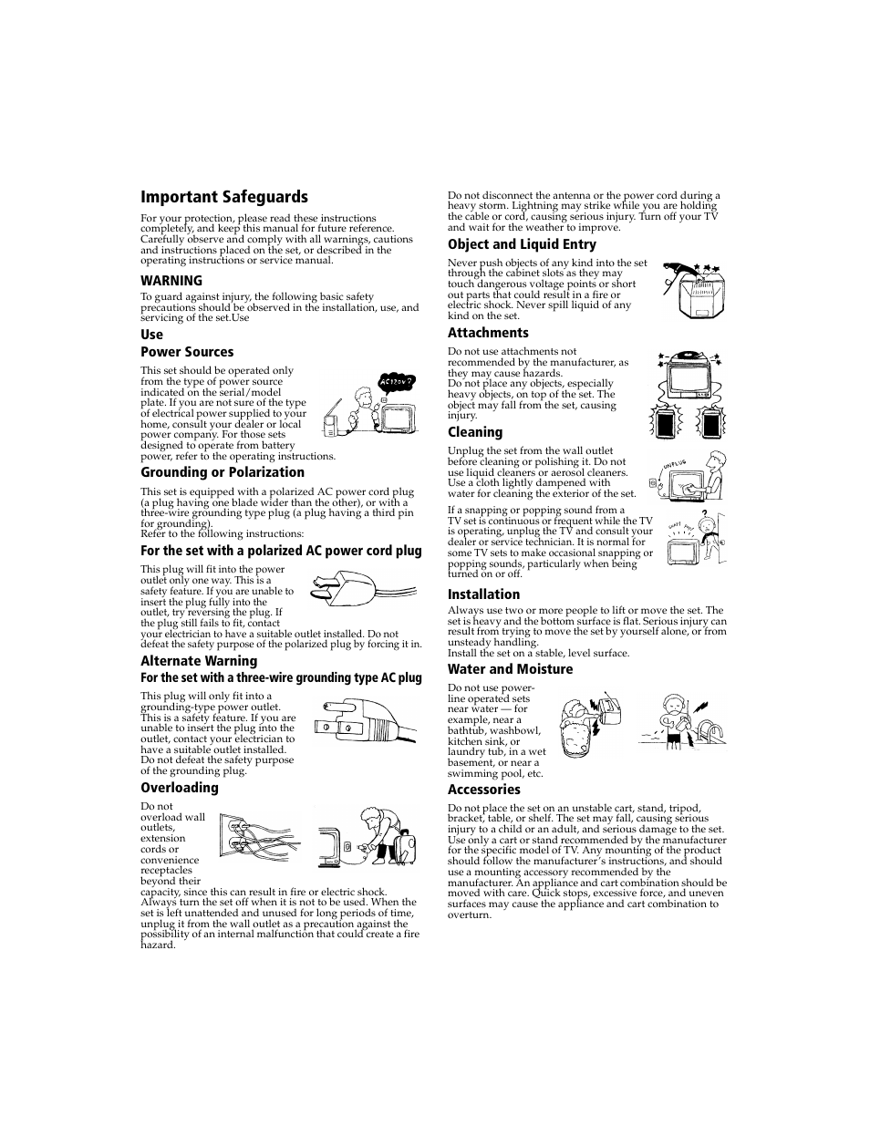 Important safeguards | Sony WEGA  KV-20FV300 User Manual | Page 3 / 49
