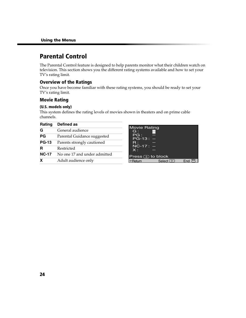 Parental control | Sony WEGA  KV-20FV300 User Manual | Page 30 / 49