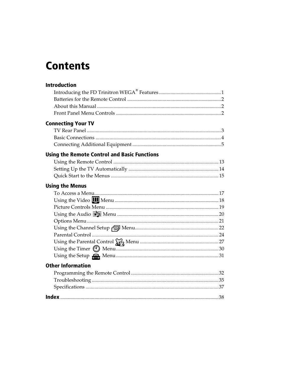 Sony WEGA  KV-20FV300 User Manual | Page 6 / 49