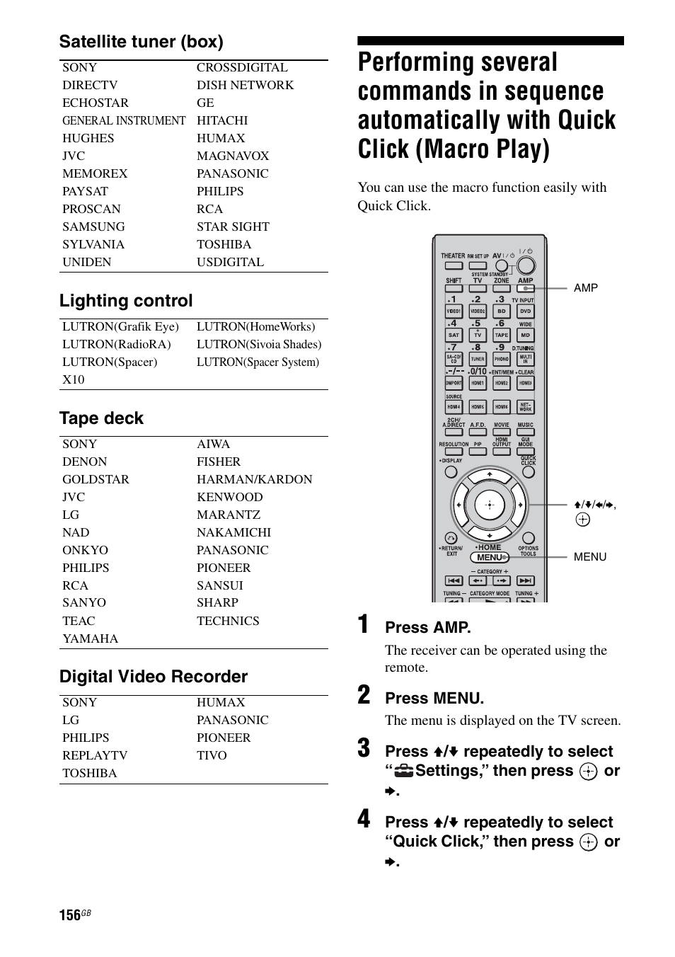 Performing several commands in sequence, Automatically with quick click (macro play) | Sony 3-875-814-11(1) User Manual | Page 156 / 175