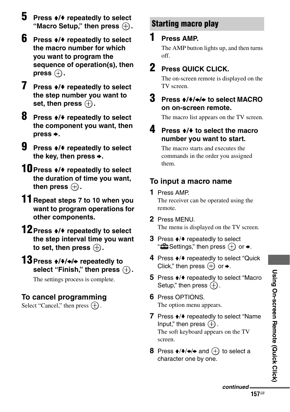 Starting macro play | Sony 3-875-814-11(1) User Manual | Page 157 / 175