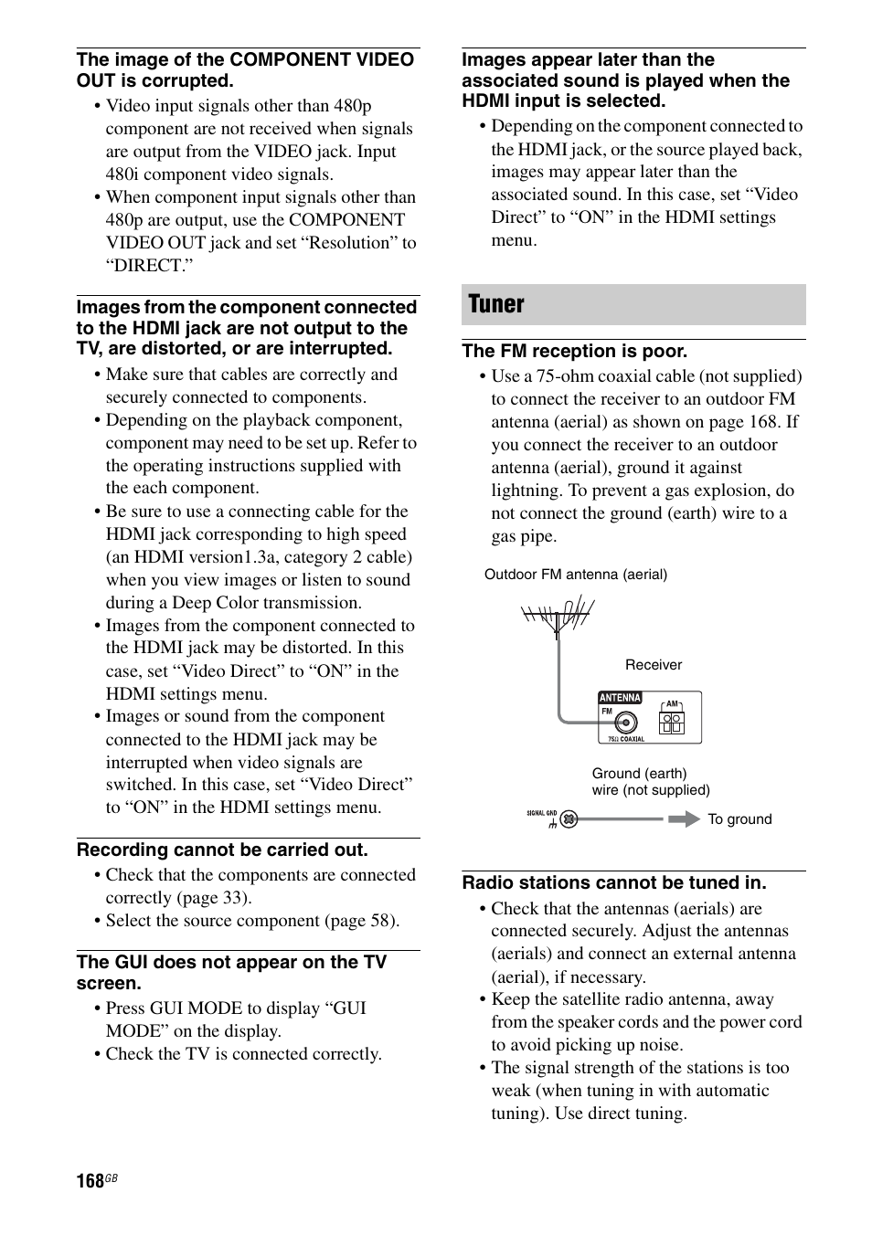 Tuner | Sony 3-875-814-11(1) User Manual | Page 168 / 175