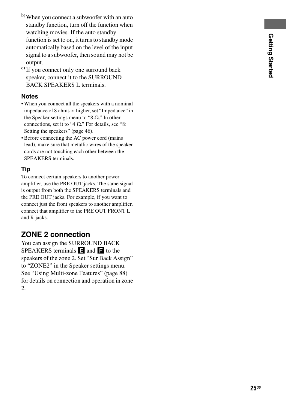 Zone 2 connection | Sony 3-875-814-11(1) User Manual | Page 25 / 175