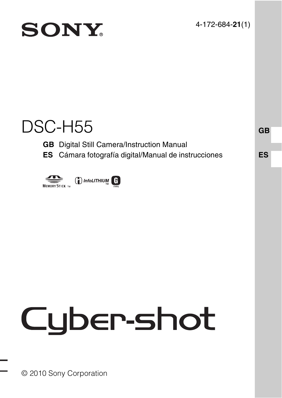 Sony CYBER-SHOT DSC-H55 User Manual | 56 pages