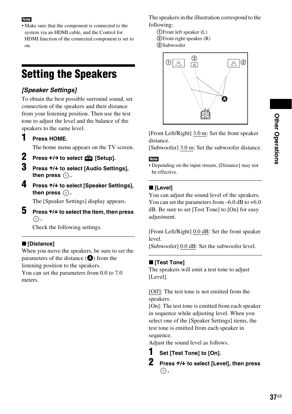 Setting the speakers | Sony BDV-EF200 User Manual | Page 37 / 64