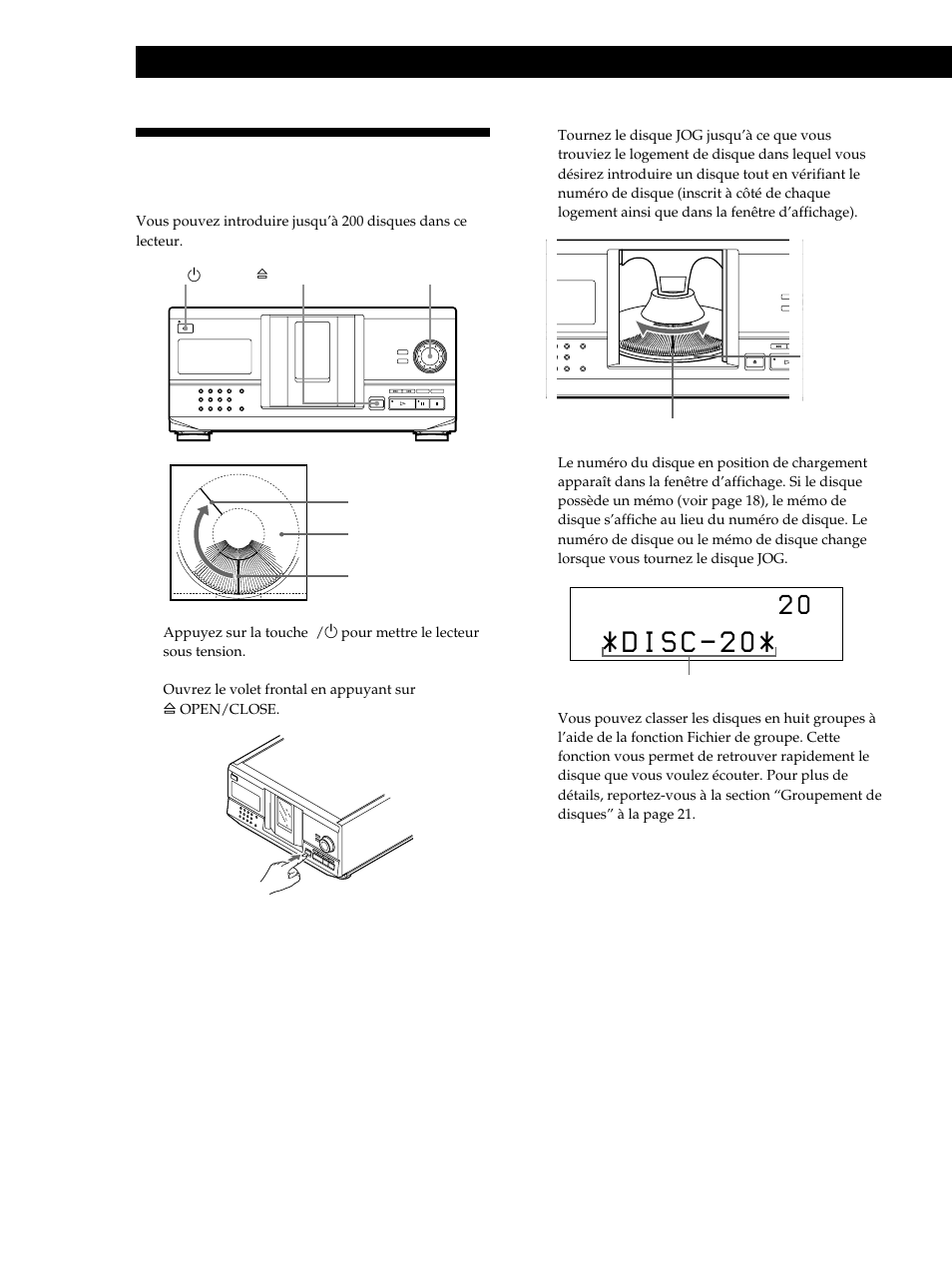 Introduction des disques compacts, Préparation | Sony CDP-CX235 User Manual | Page 32 / 104