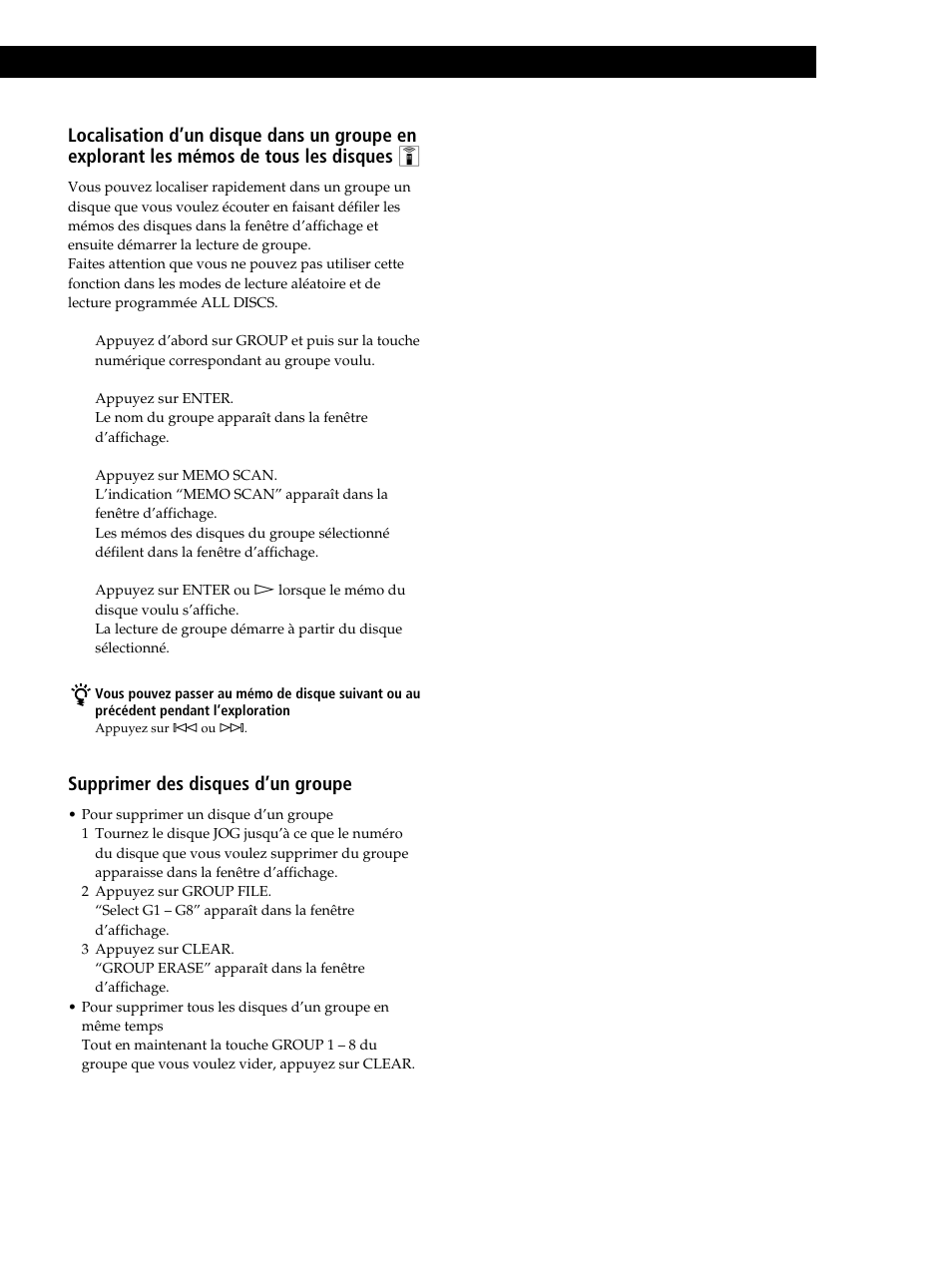 Supprimer des disques d’un groupe | Sony CDP-CX235 User Manual | Page 49 / 104