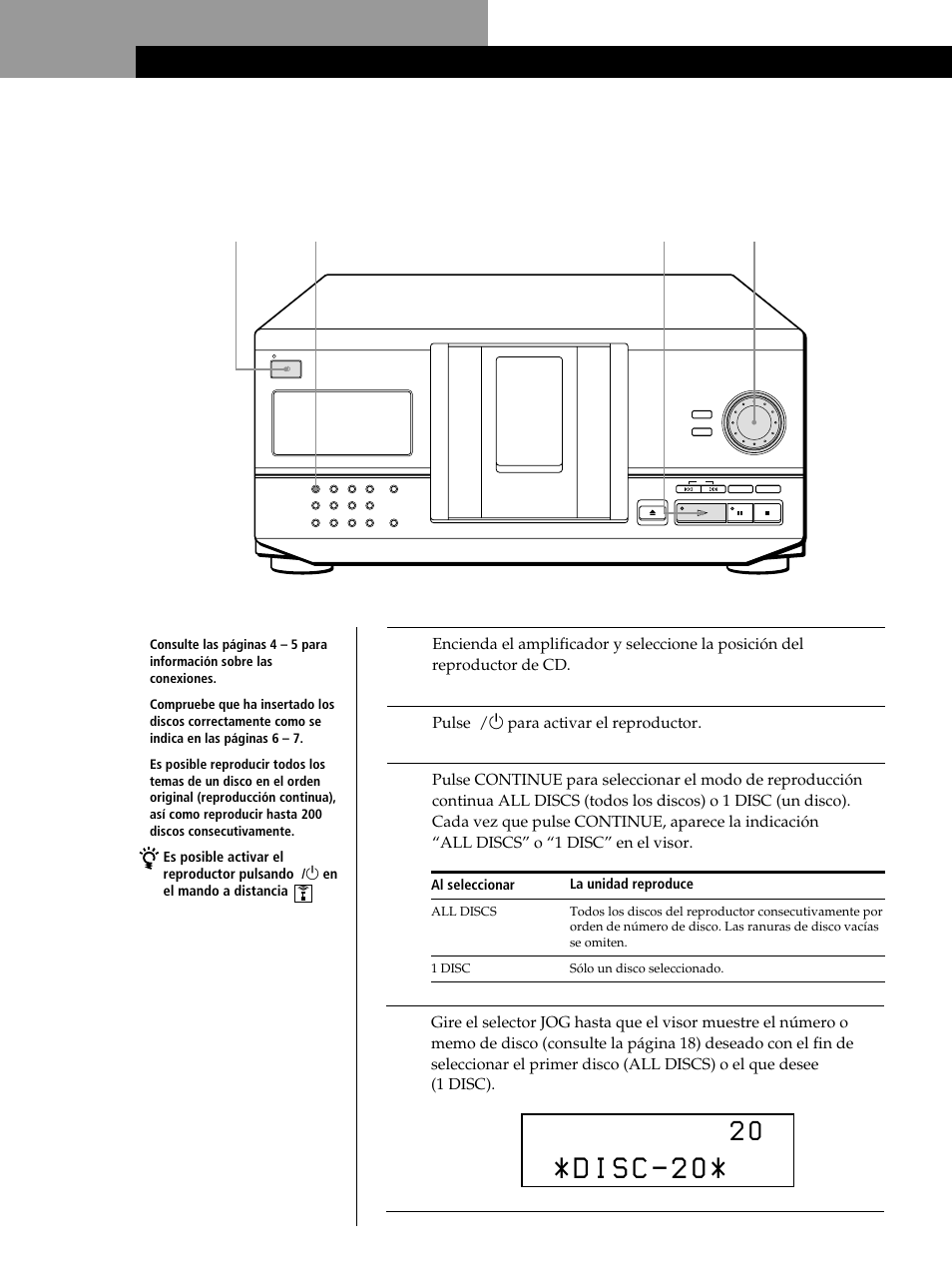 Reproducción de un disco compacto 4/5 2 3, Operaciones básicas | Sony CDP-CX235 User Manual | Page 60 / 104