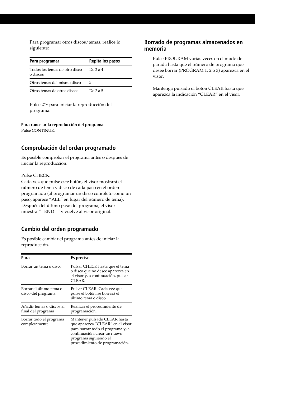 Comprobación del orden programado, Cambio del orden programado | Sony CDP-CX235 User Manual | Page 69 / 104