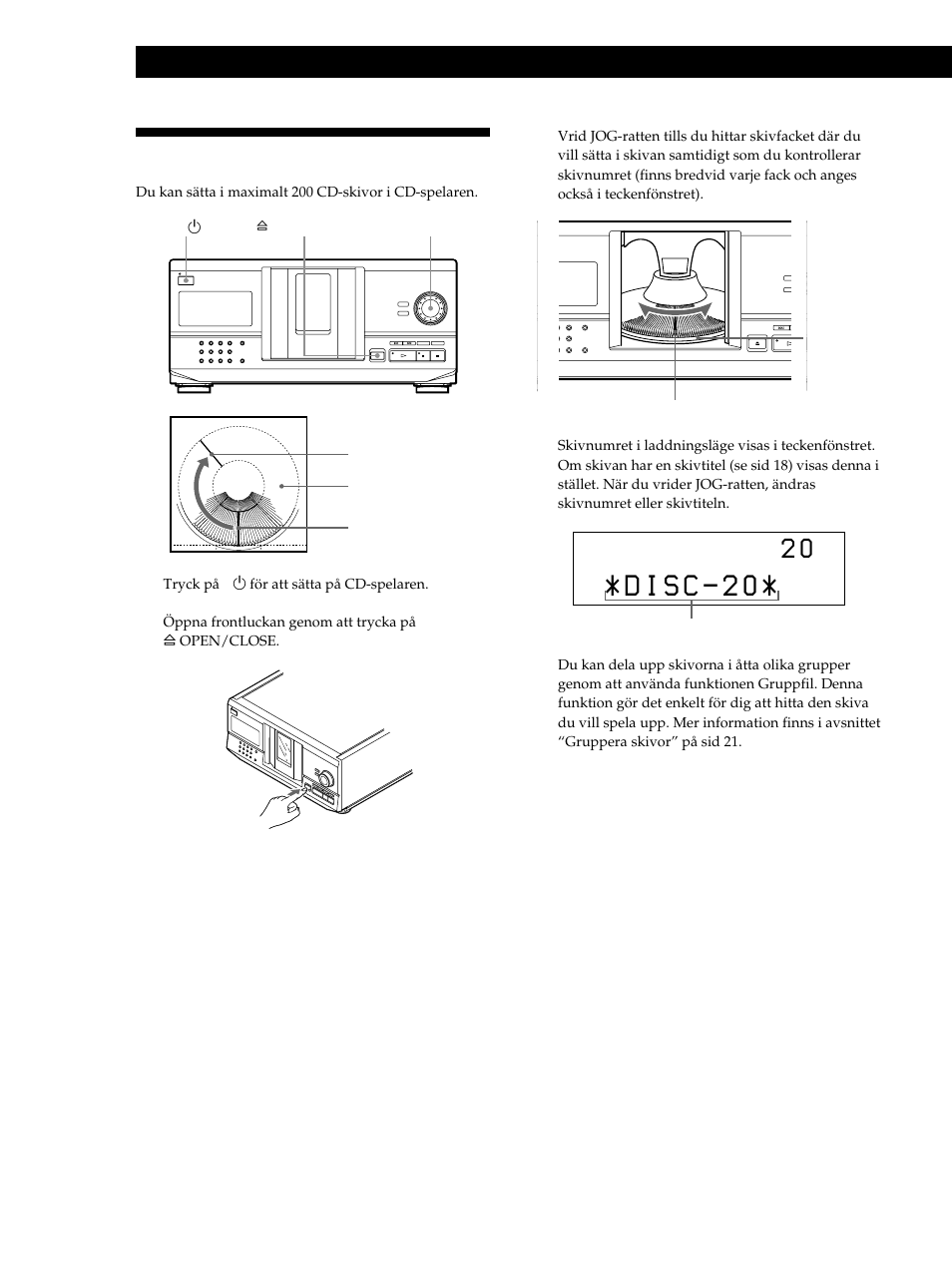 Sätta i cd-skivor, Komma igång | Sony CDP-CX235 User Manual | Page 84 / 104