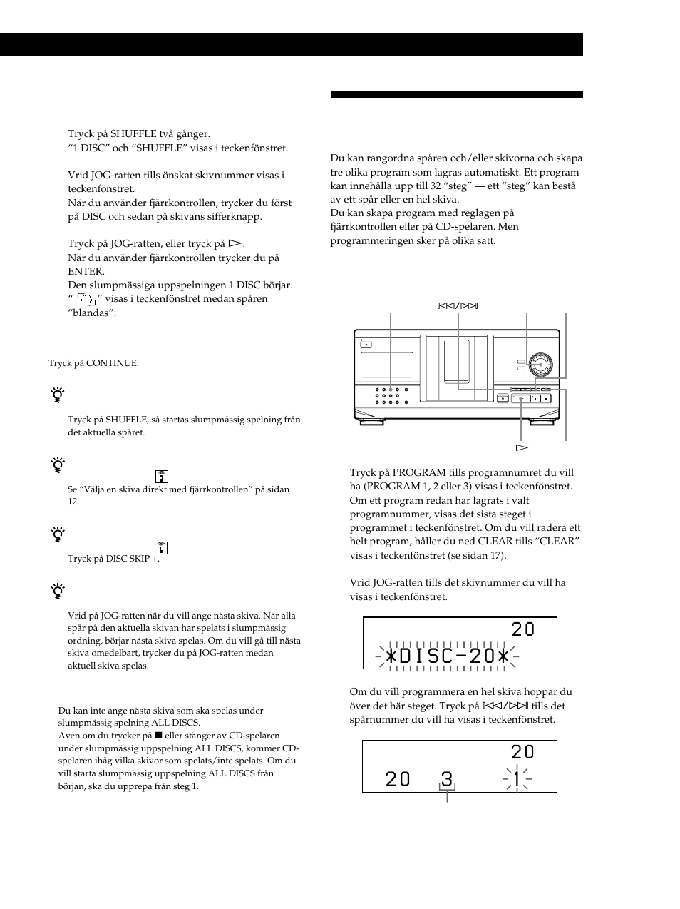 Skapa egna program (program play), Playing cds getting started spela upp en cd-skiva, Skapa ett program på cd-spelaren 1 | Sony CDP-CX235 User Manual | Page 93 / 104