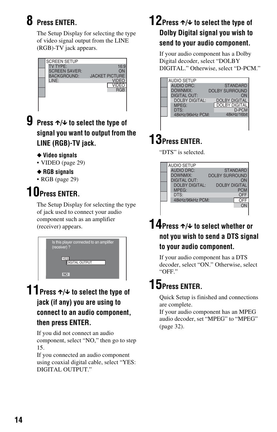 Press enter | Sony 4-115-669-14(1) User Manual | Page 14 / 40