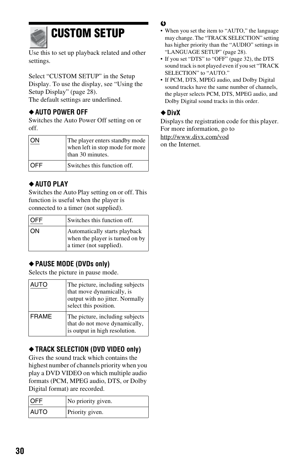 Custom setup | Sony 4-115-669-14(1) User Manual | Page 30 / 40