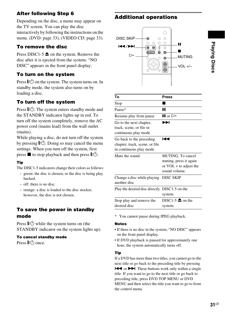Additional operations | Sony FR8/FR9 User Manual | Page 31 / 108