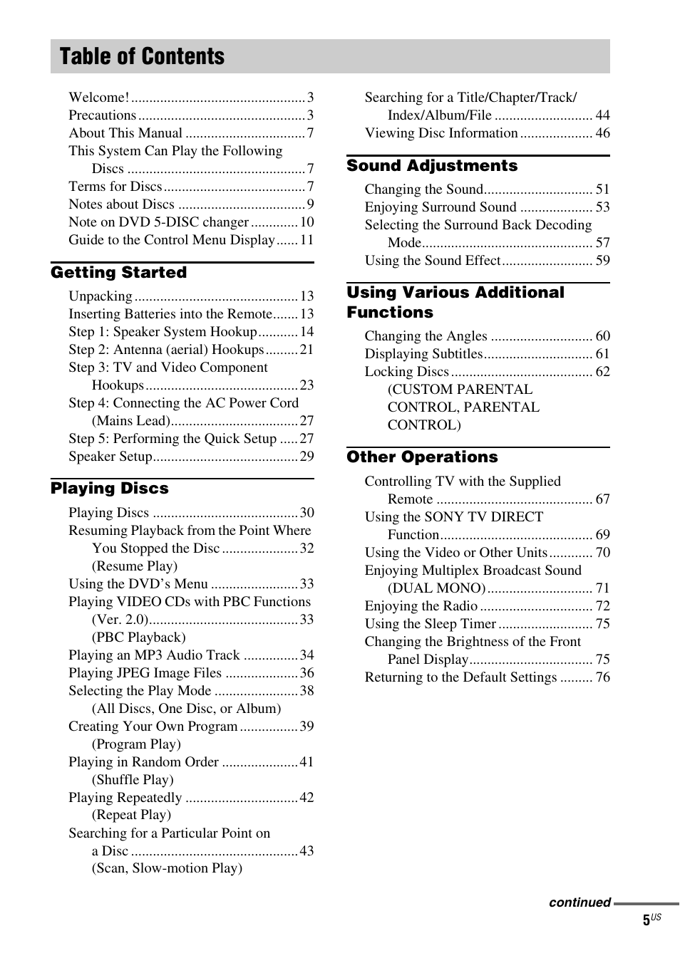 Sony FR8/FR9 User Manual | Page 5 / 108