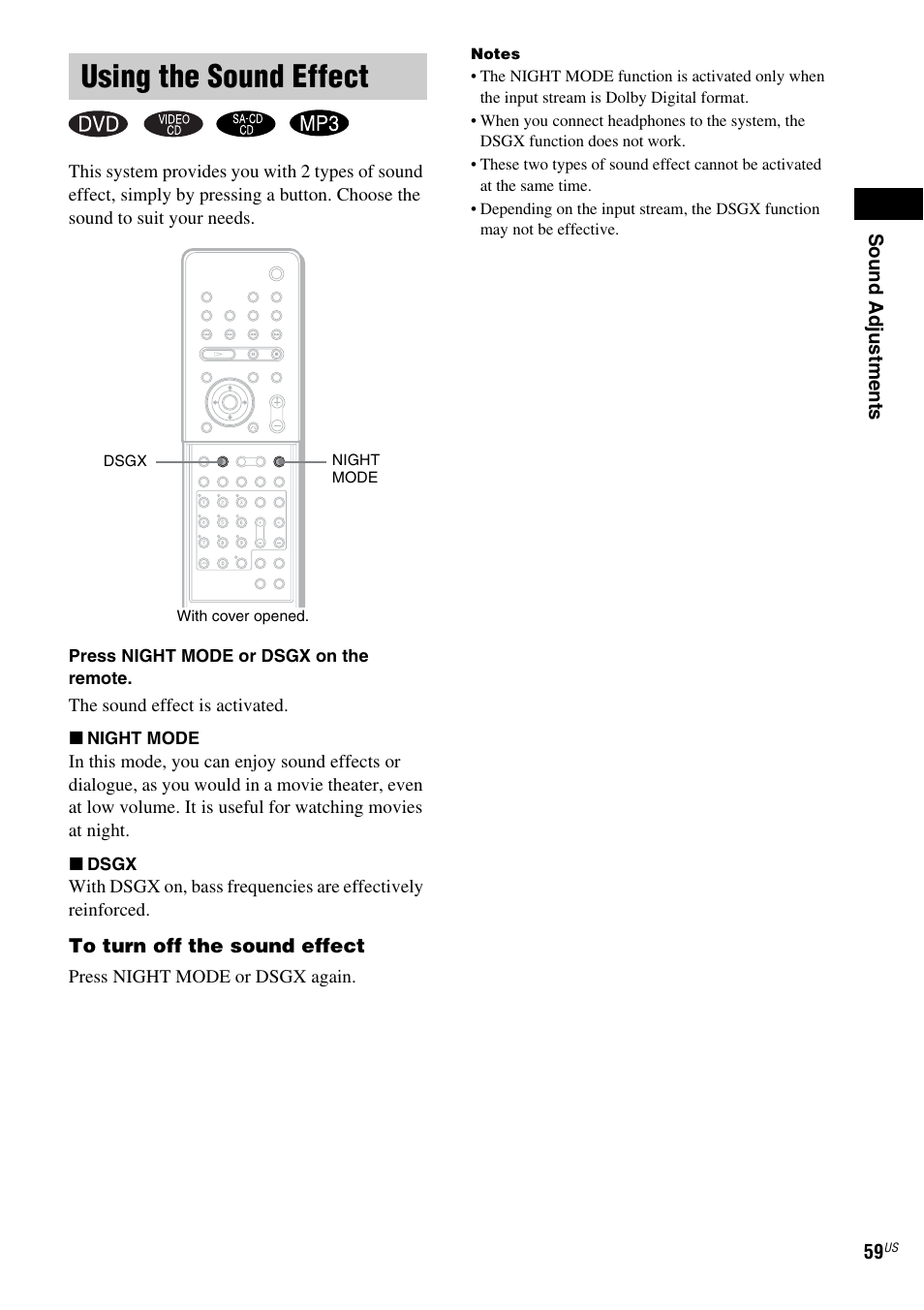 Using the sound effect | Sony FR8/FR9 User Manual | Page 59 / 108