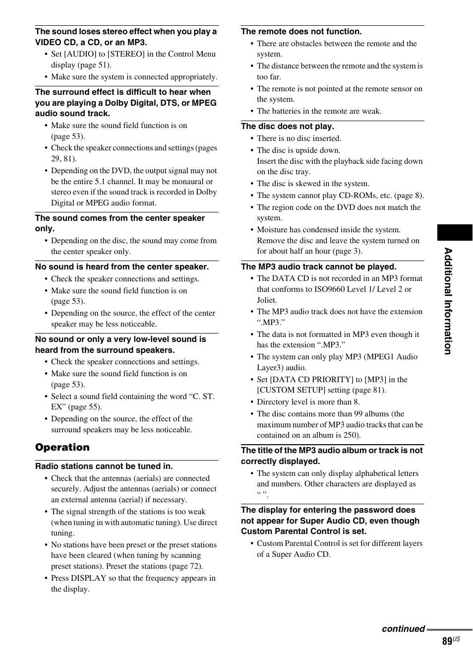 Sony FR8/FR9 User Manual | Page 89 / 108