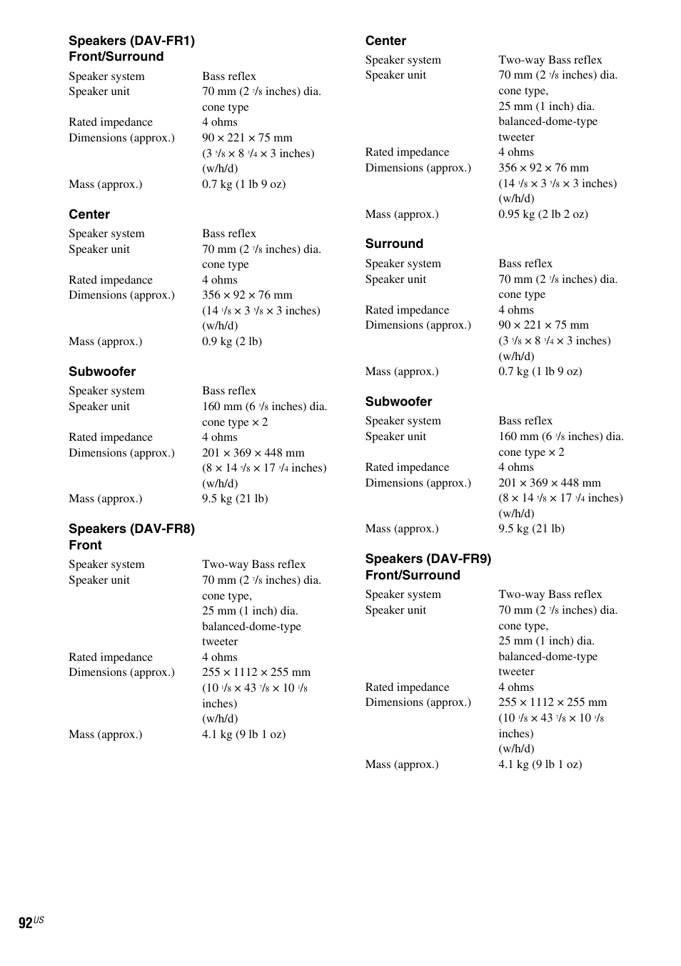 Sony FR8/FR9 User Manual | Page 92 / 108