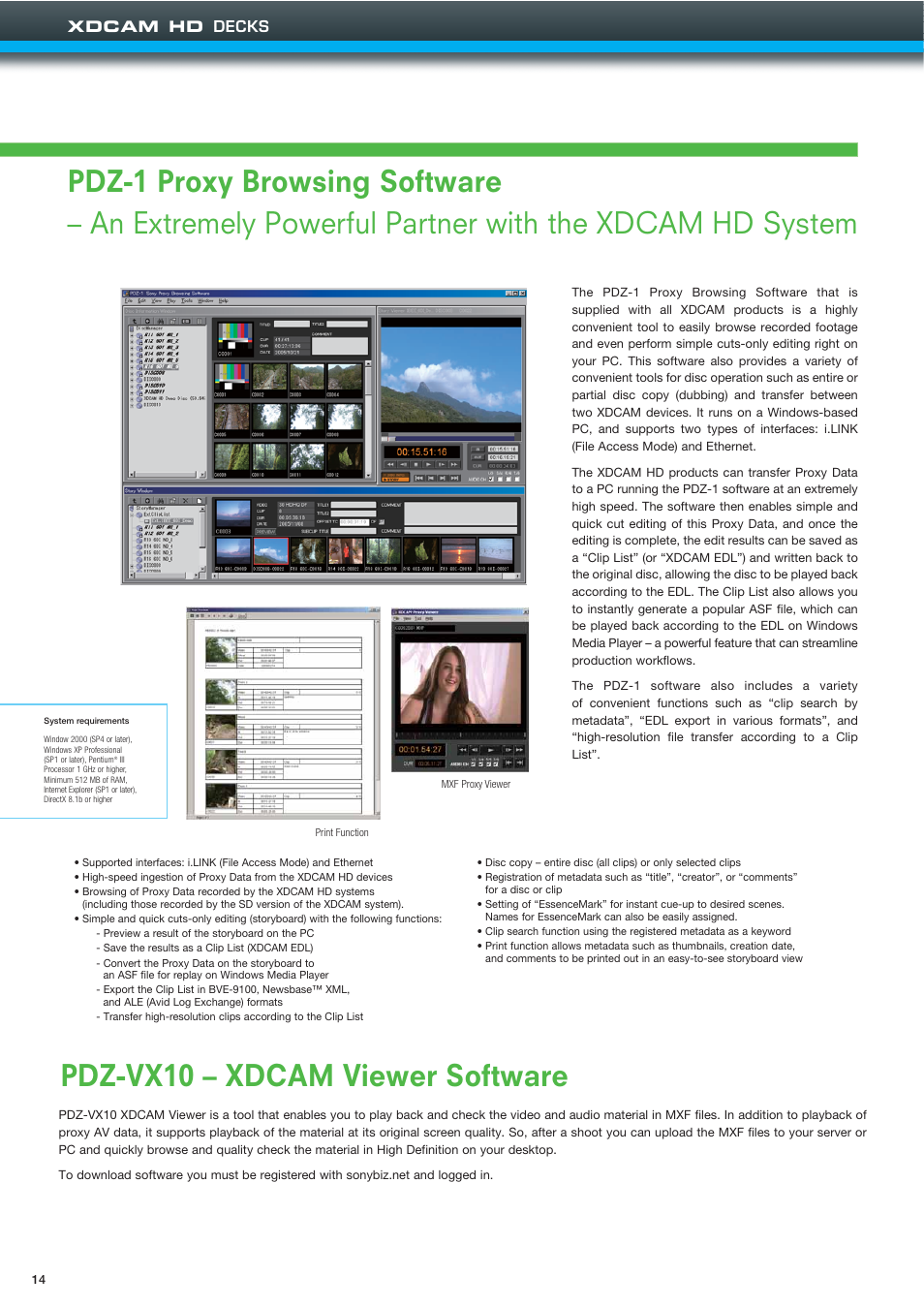 Xdcam hd decks | Sony XDCAMTM User Manual | Page 14 / 20