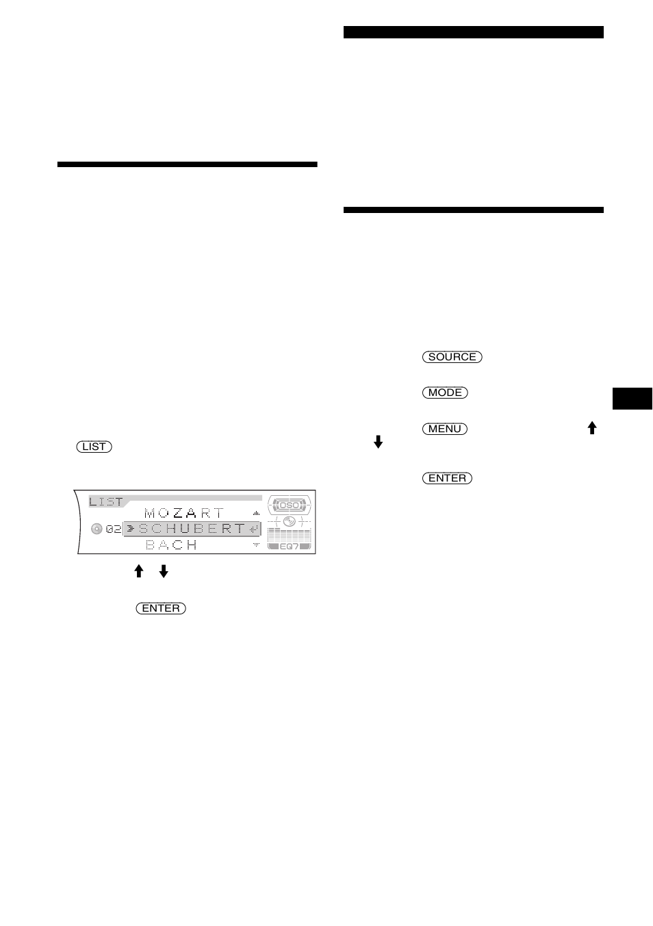 Localización de discos por nombre, Radio, Almacenamiento automático de emisoras | Memoria de la mejor sintonía (btm), Listado | Sony CDX-FW700 User Manual | Page 43 / 60