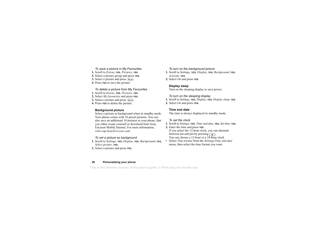 Sony T105 User Manual | Page 20 / 70
